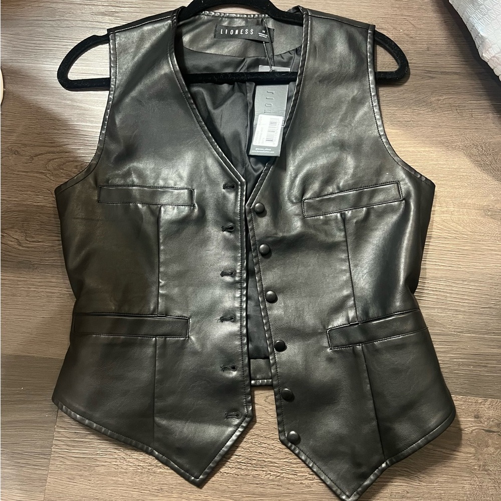 Lioness Black Faux Leather Vest